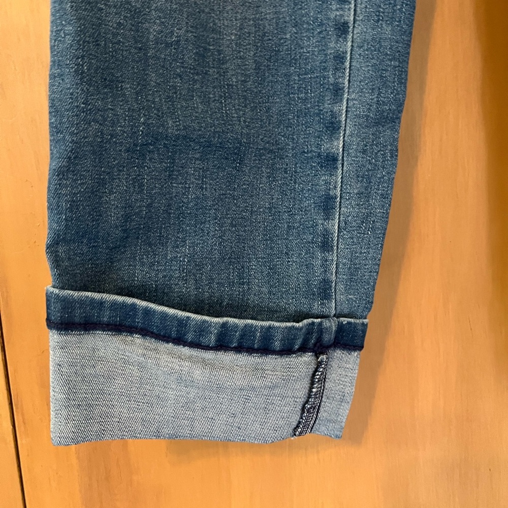 JJill high-rise cropped blue jeans with side seam fringe, misses 8 - Picture 3 of 8